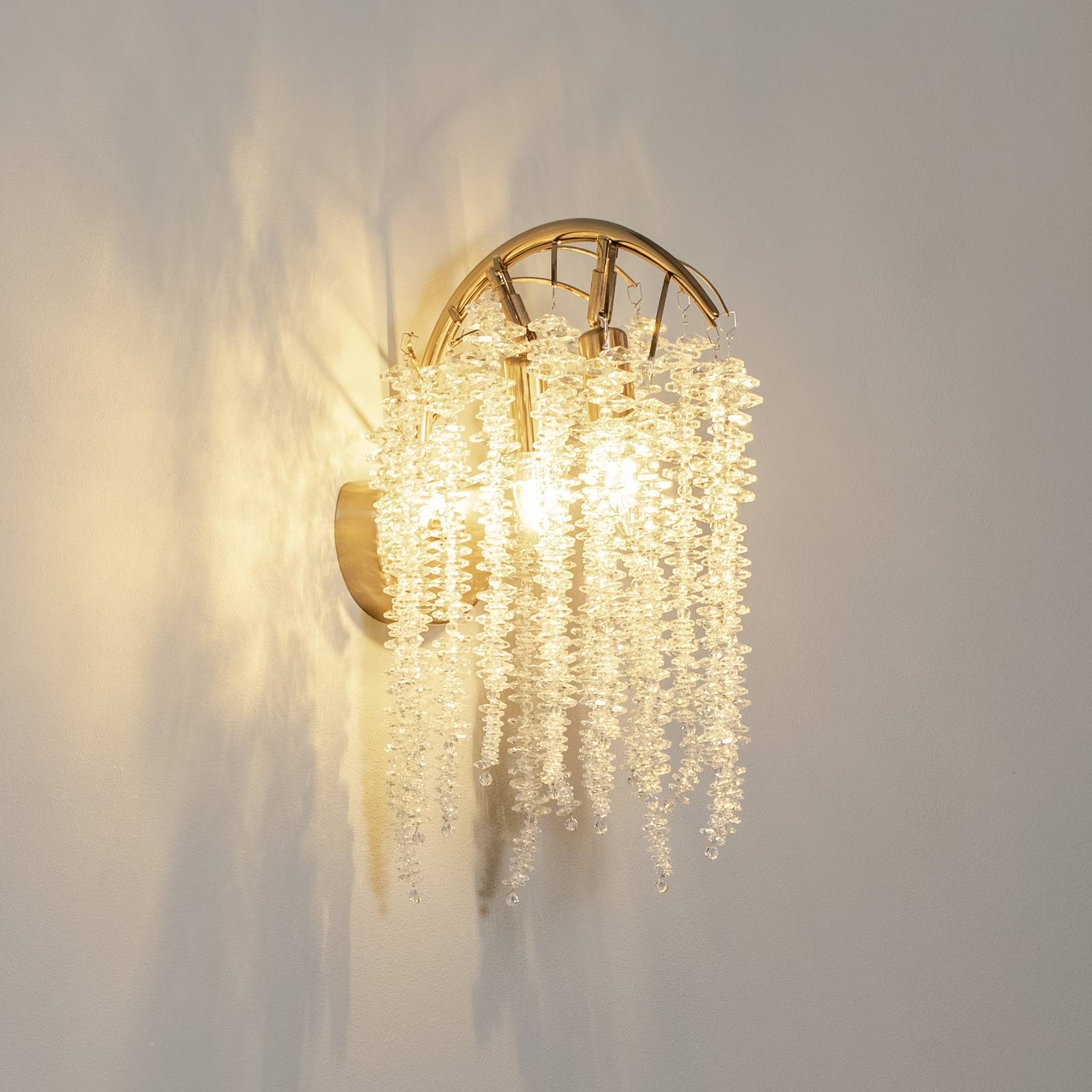 Lampa ścienna Grape, mosiądz antyczny Wysokość 42 cm metal/szkło 2-punktowa.
