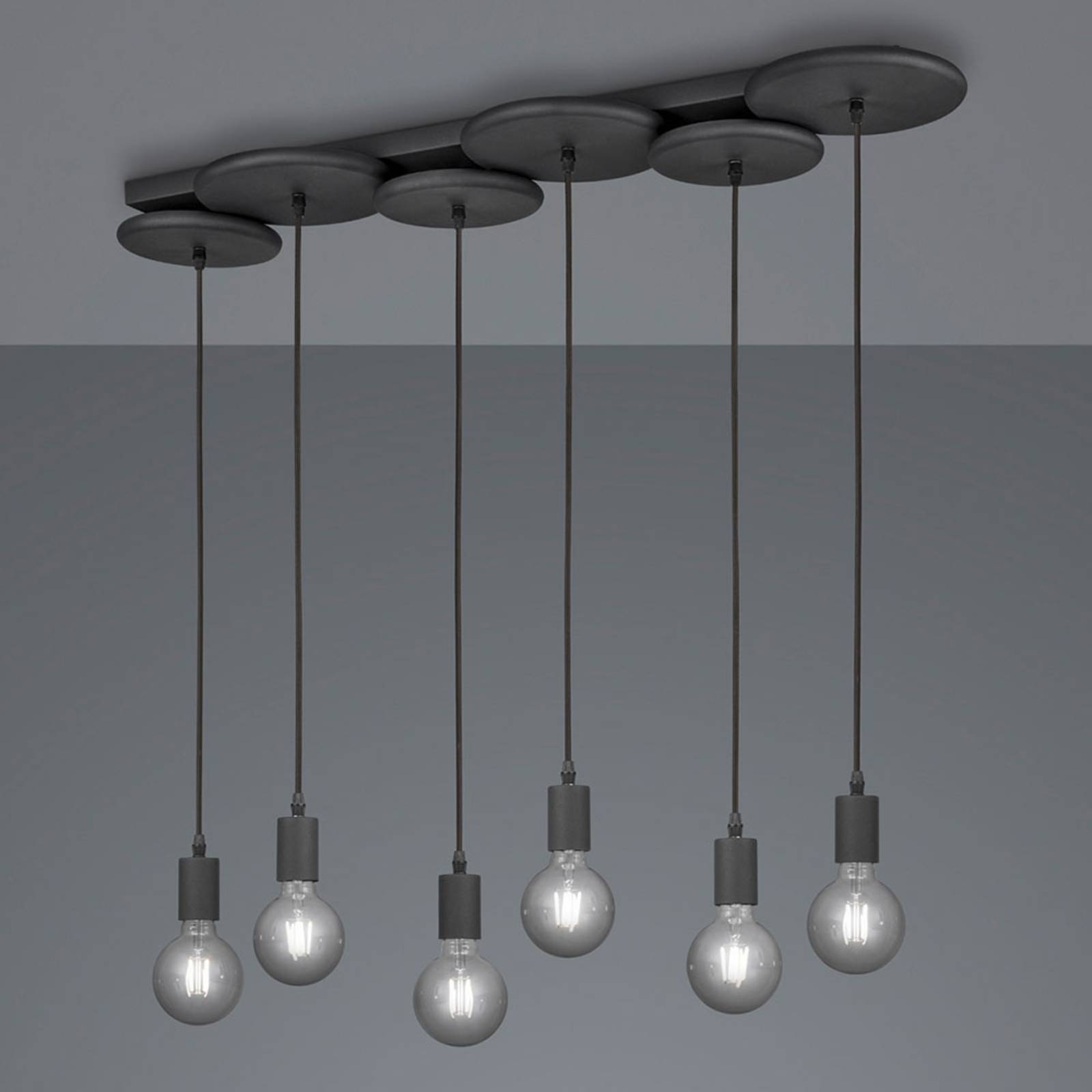 Hanglamp Discus, 6-lamps, zwart