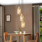 Lindby Venora hanglamp bamboe rondel 3-lamps