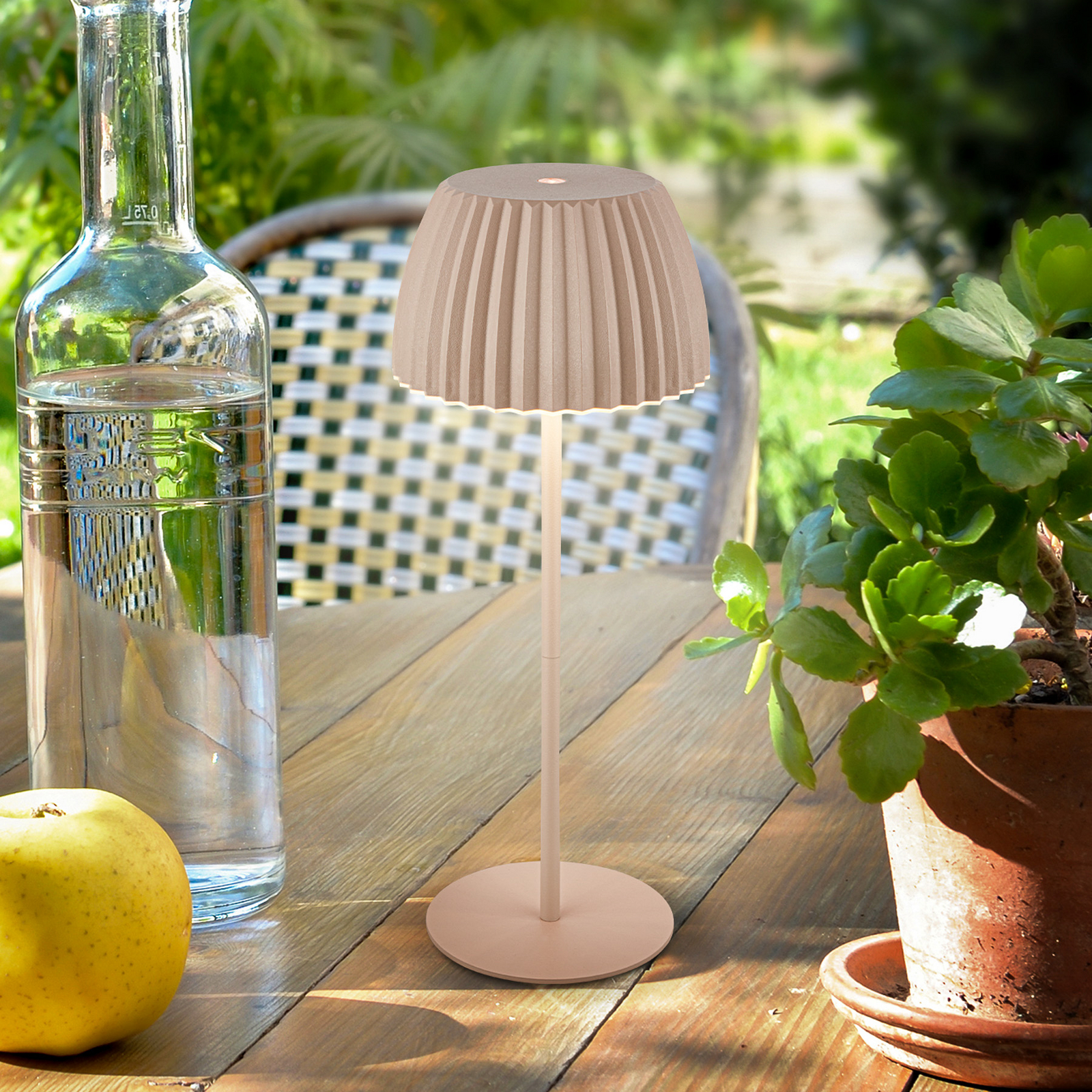 LED акумулаторна настолна лампа Brilo unplugged Riffle, 36 cm, бежова