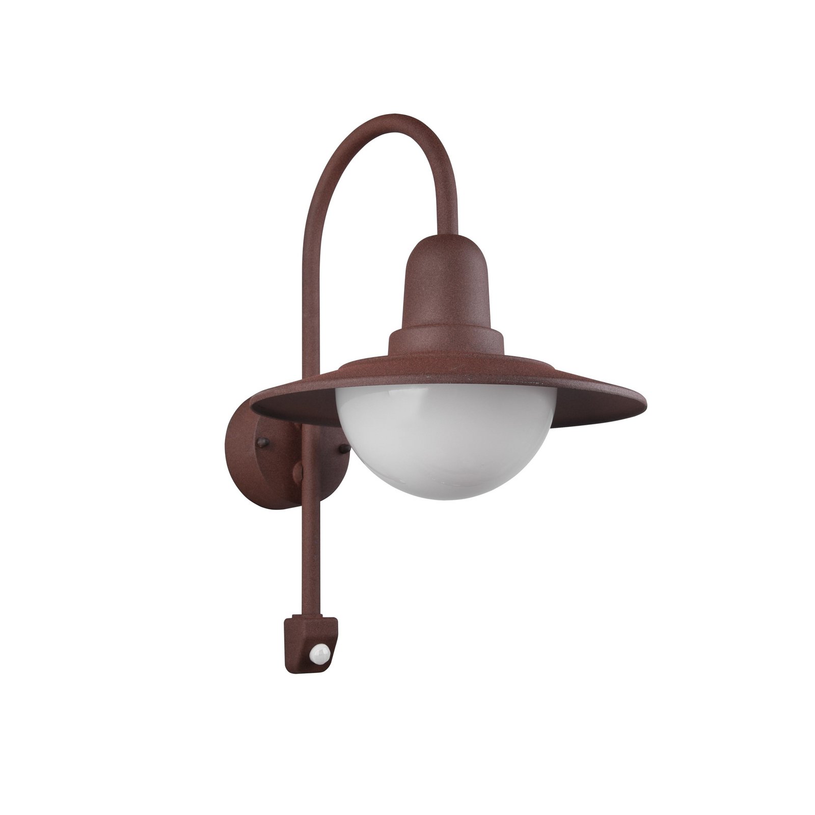 Sensor-buitenwandlamp NORMAN, roest, Ø 30 cm metaal/glas IP44 Sensor-buitenwandlamp NORMAN, roest, Ø 30 cm metaal/glas IP44