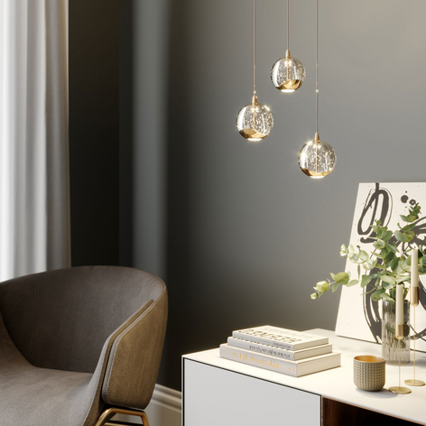 Lampa wisząca LED Hayley szklana kula 3-pkt. złota