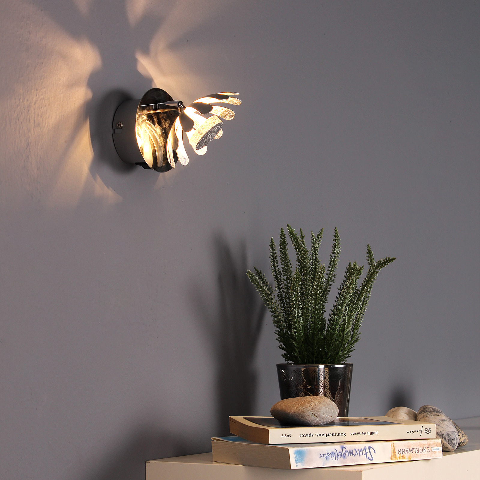 Bloom LED wall light, silver Lights.co.uk