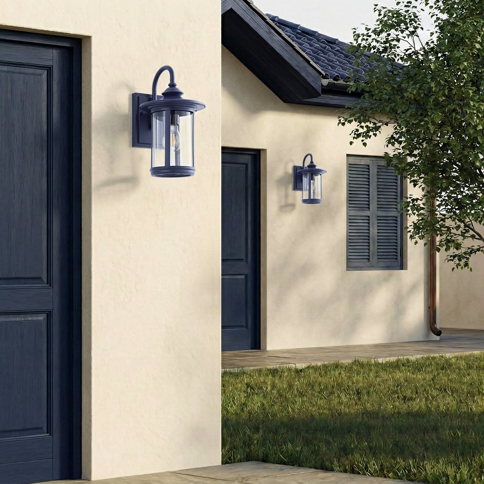 Lindby zunanja stenska svetilka Zayn, modra, steklo, višina 33 cm, IP23