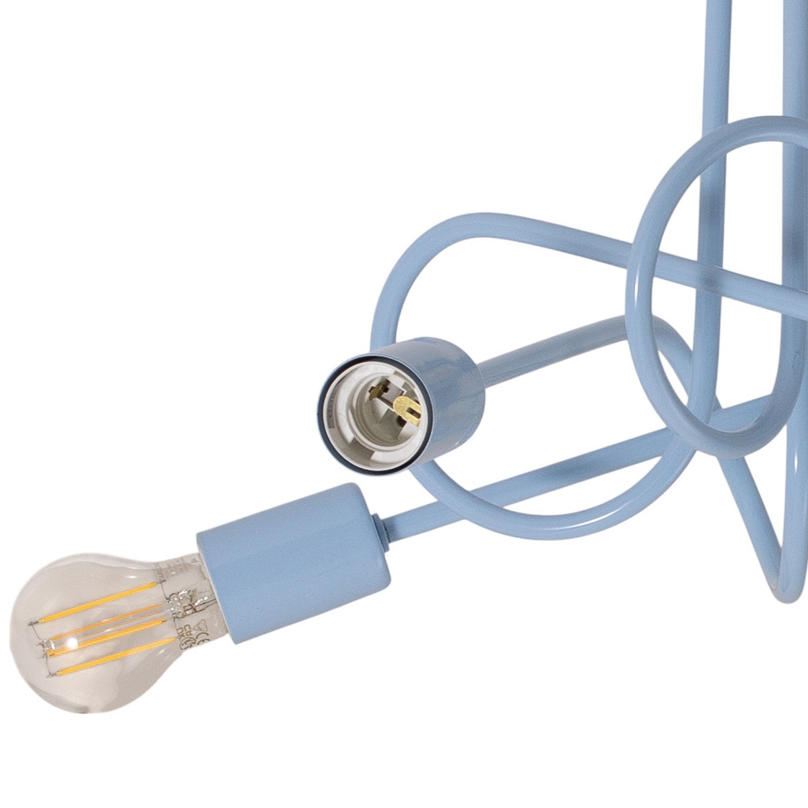 Plafón Oxford, azul claro, Ø 47 cm, metal, 5 luces