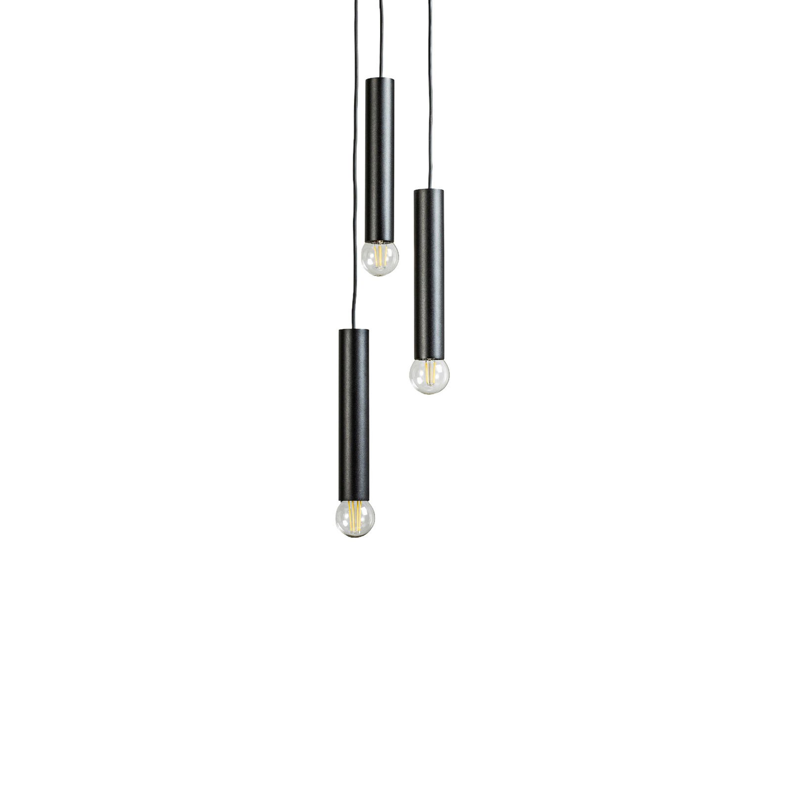Baton pendant fitting, black, 3-bulb