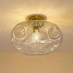 Lindby loftlampe Lelia, ravfarvet, glas, Ø 35 cm