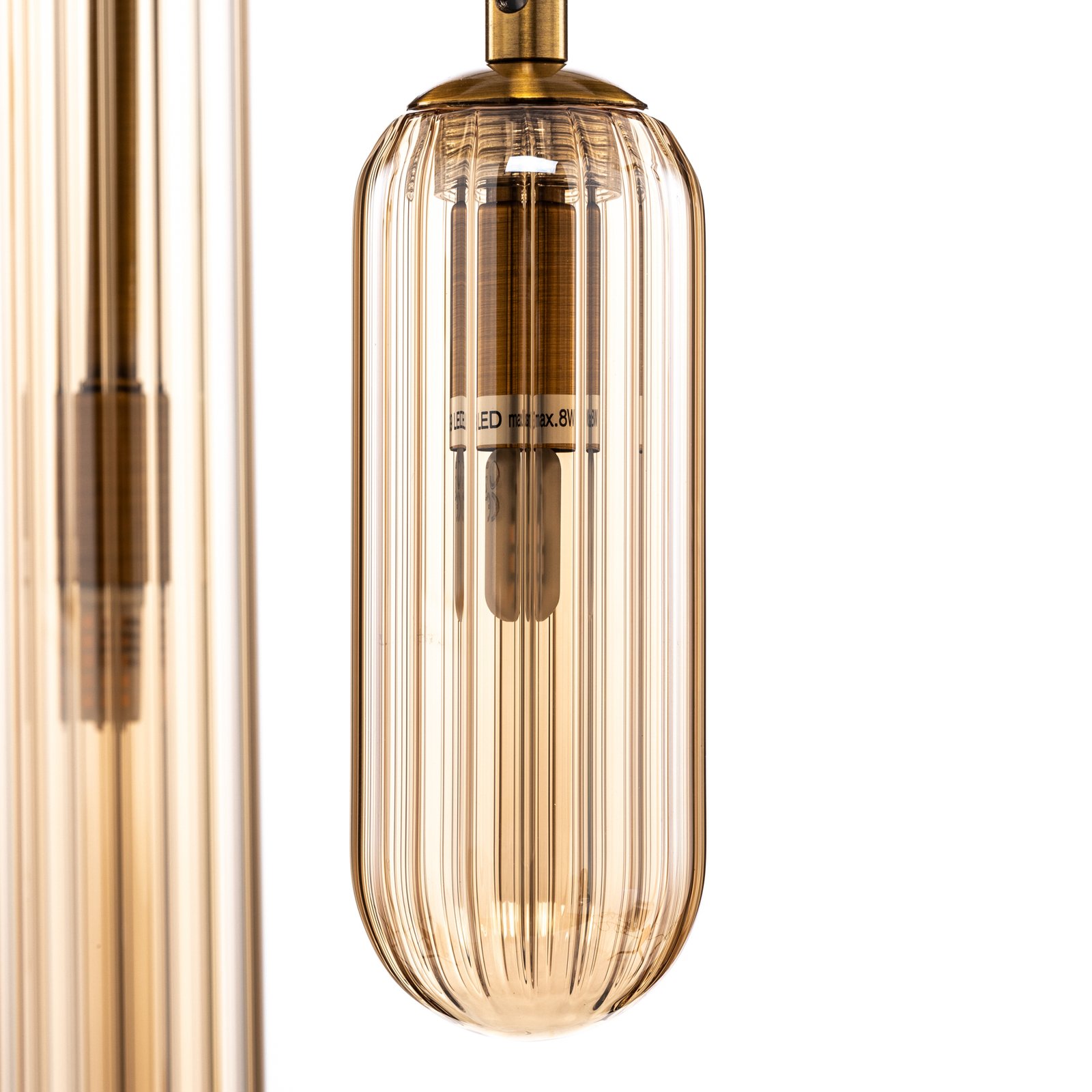 Lucande Freylin pendant light, 3-bulb, amber, glass, 38 cm