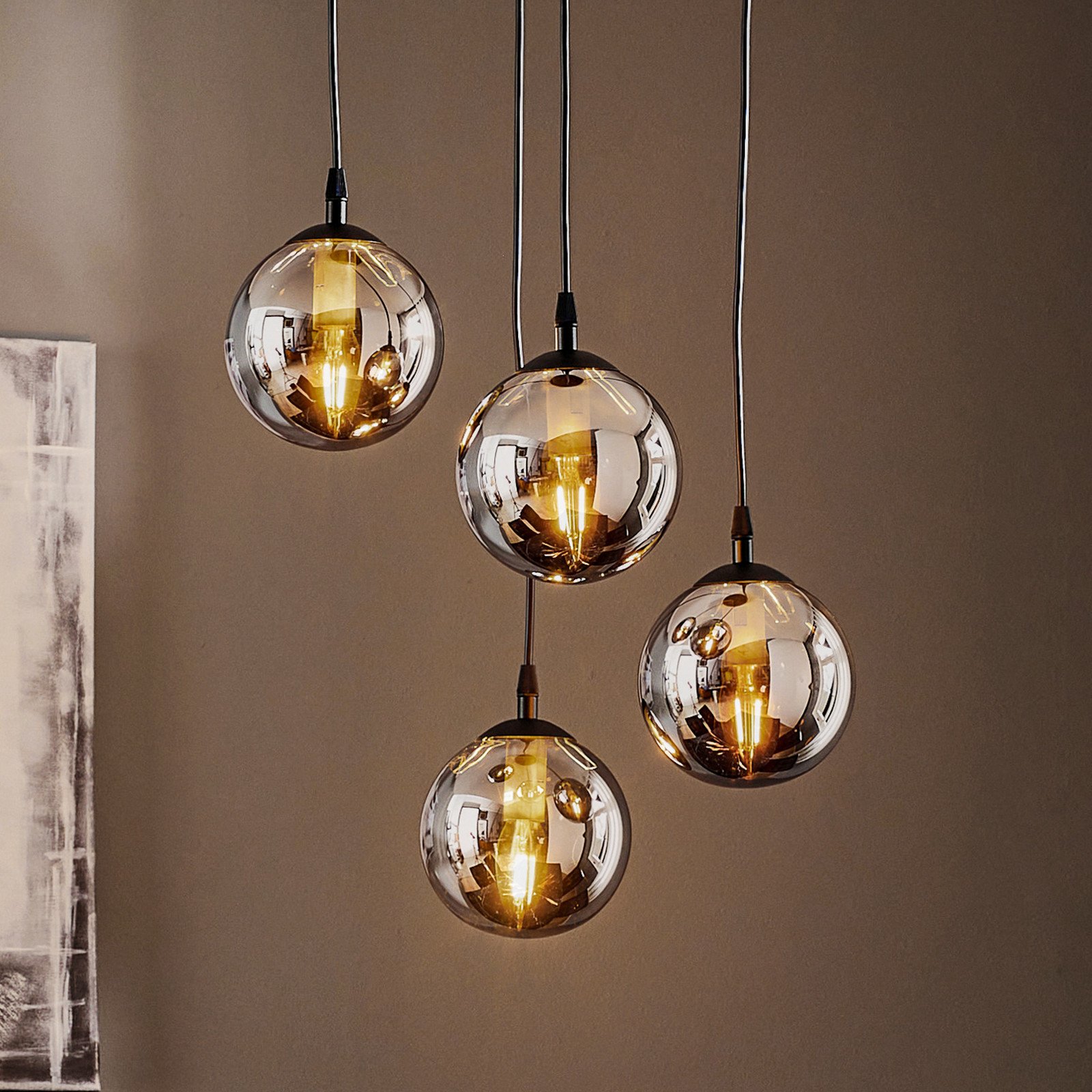 EMIBIG LIGHTING Lampă suspendată Glassy 4 becuri negru grafit sticlă E14 - Camera de zi / sufragerie - modern