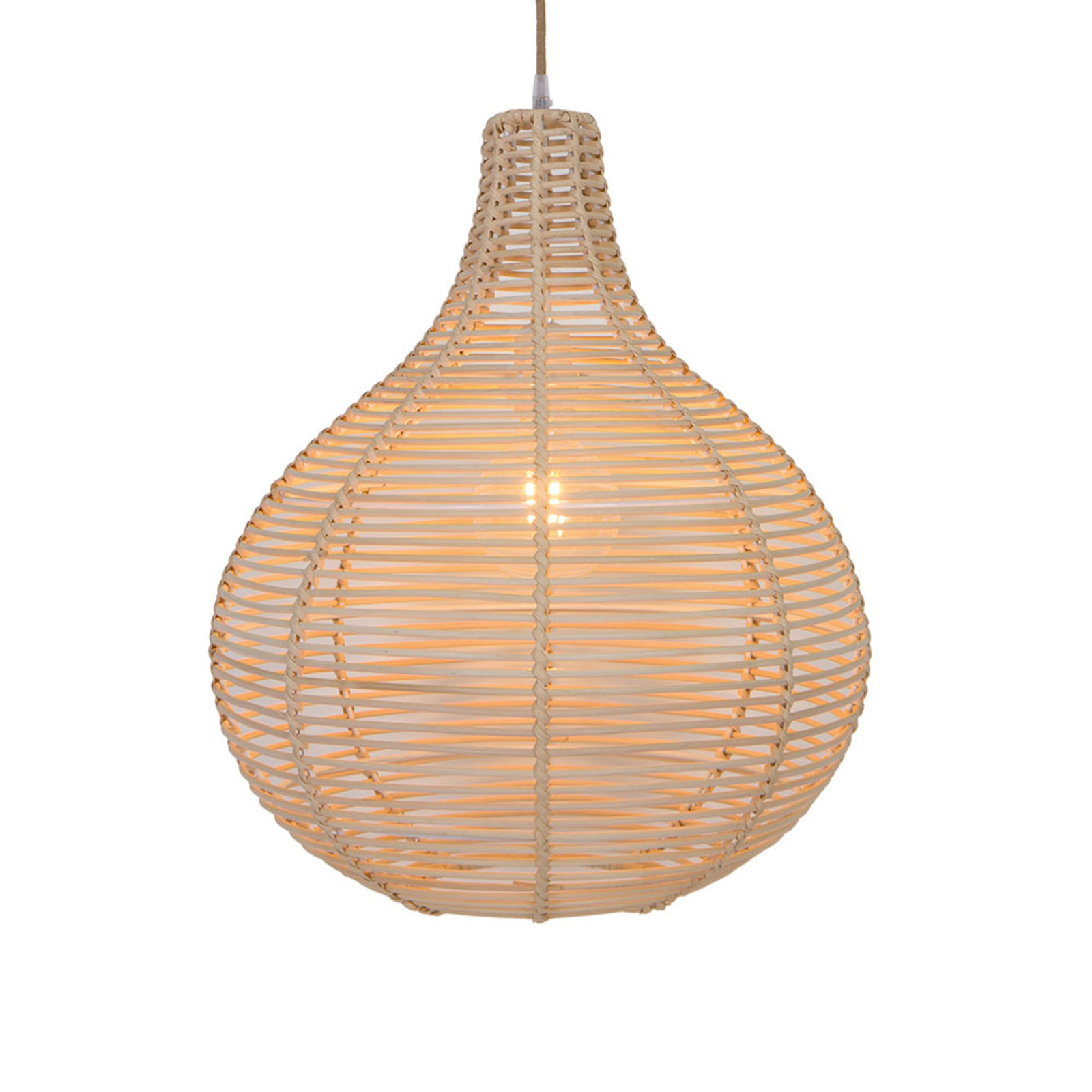 Viokef Broni hanging light made of wood, Ø 42 cm, for Living / Dining Room, rattan wood, E27, 70 W, energy efficiency: A++