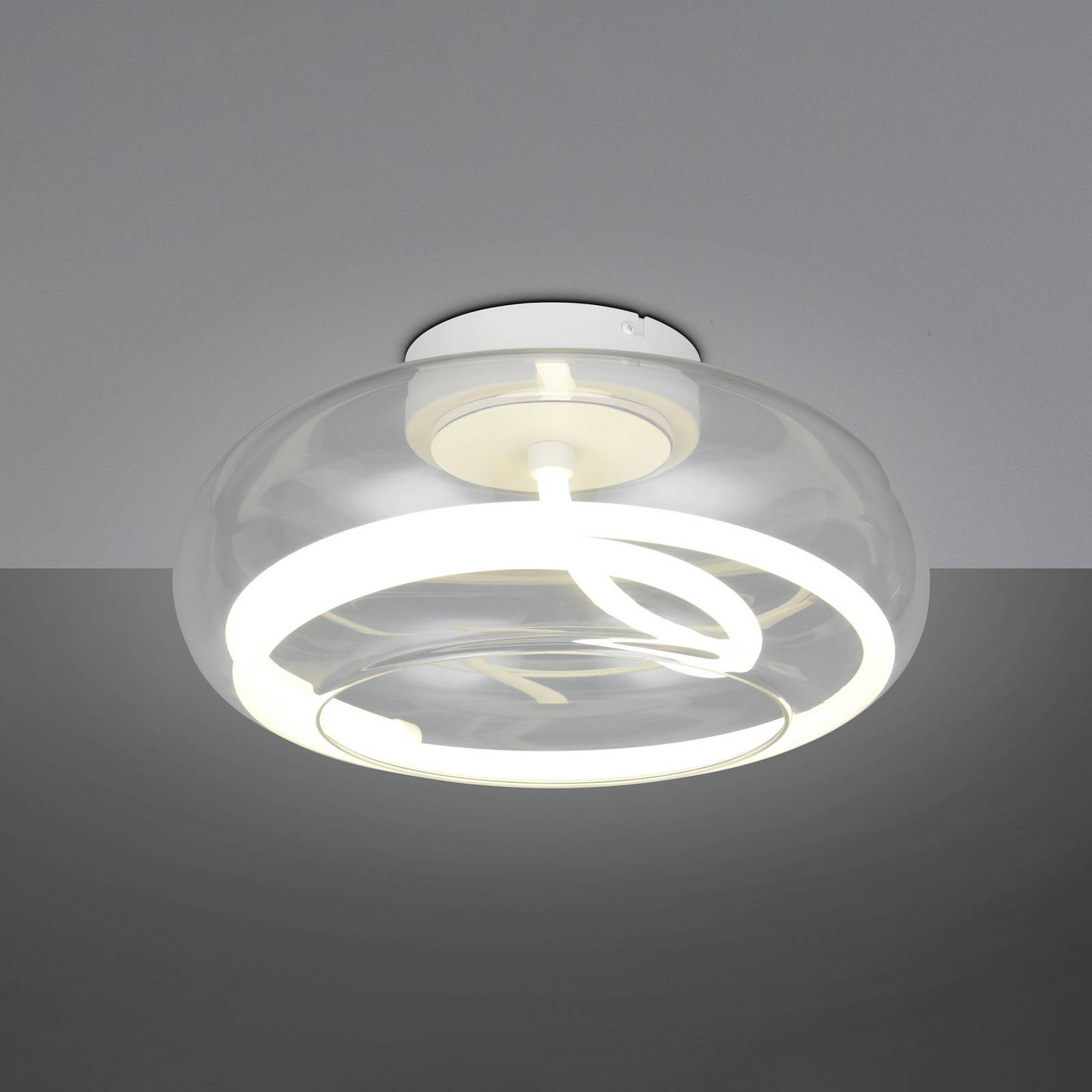 Trio Lighting Plafonnier LED Tarsia, blanc mat, Ø 40 cm Verre