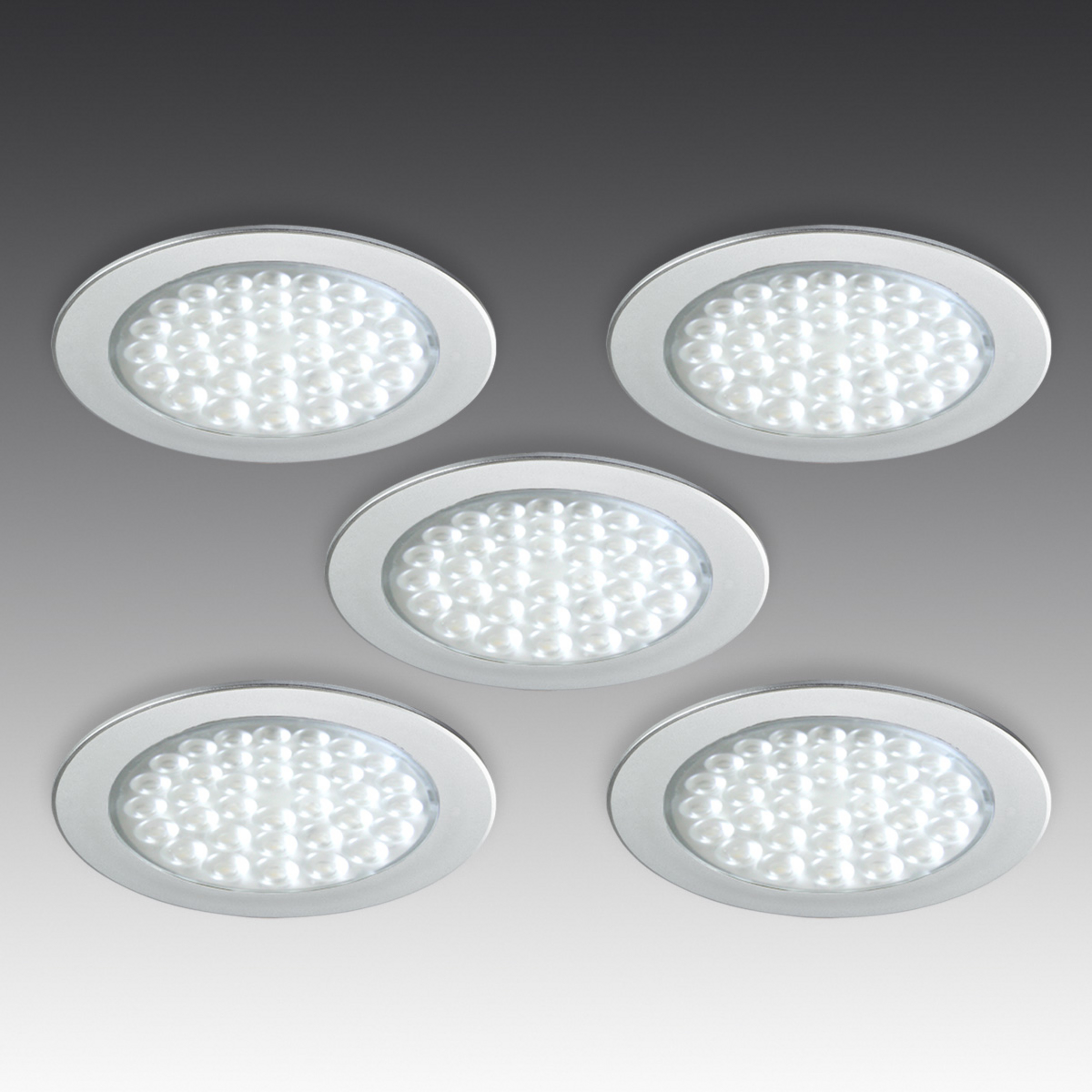 R 68-LED indbygningsspot i rustfrit stål, sæt med 5 stk