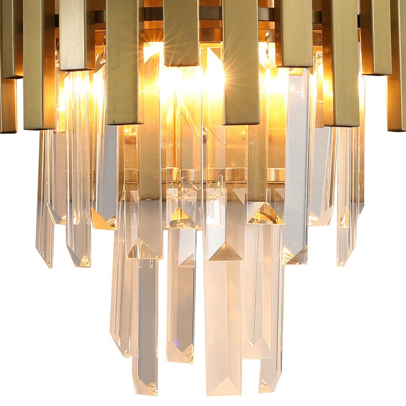 Wandlamp Aspen, goudkleurig metaal, glaskristallen, Ø 25 cm