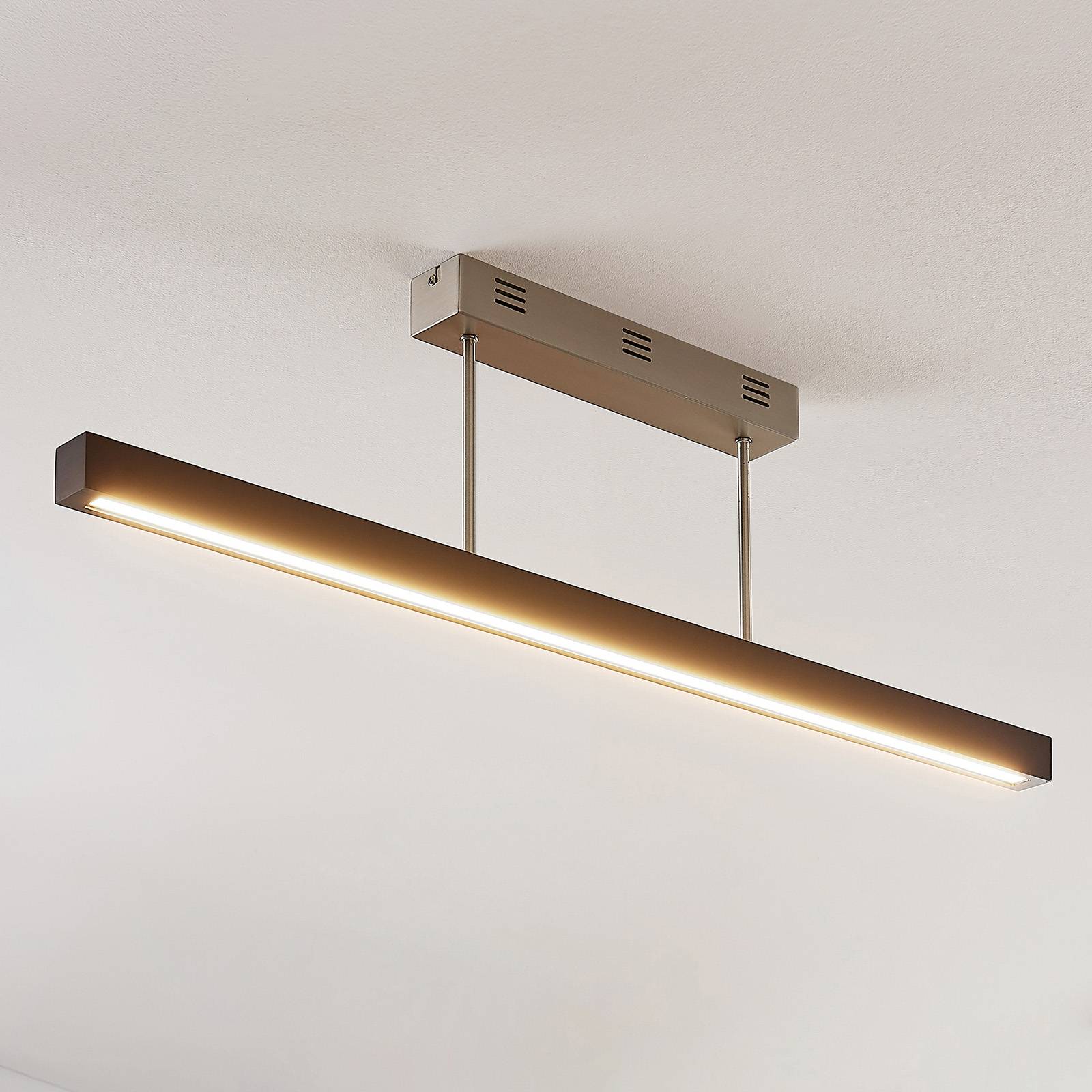 Drewniana lampa sufitowa LED Tamlin, czarna 100 cm
