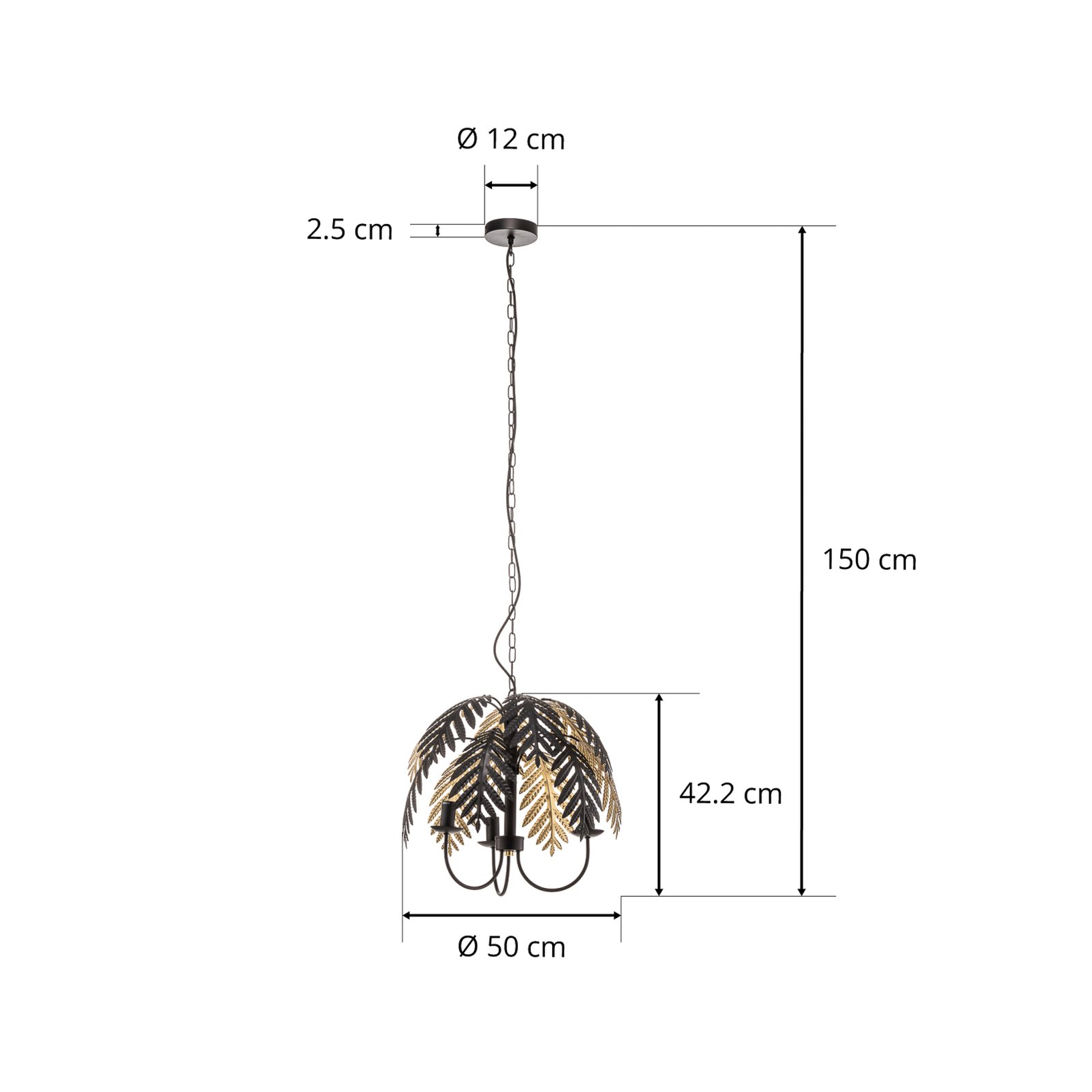 Lucande Aparas rippvalgusti lehtede välimusega, 1-valgusti, 50 cm