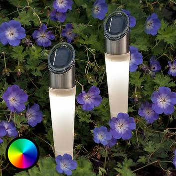 Assisi RGB-LED soldrevet jordspydlampe, 2 stk.