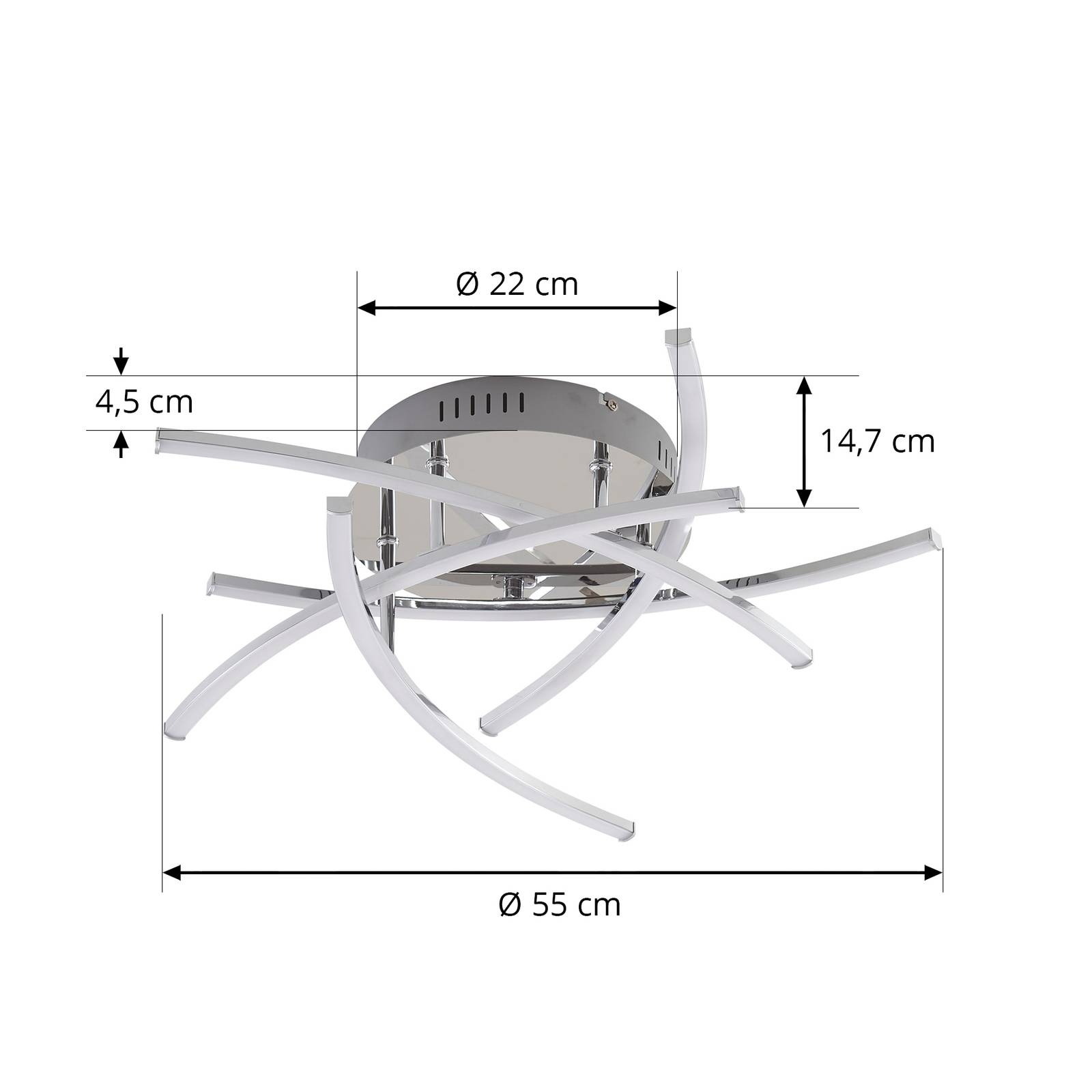 Lindby Flakira lampa sufitowa LED 5-pkt. chrom