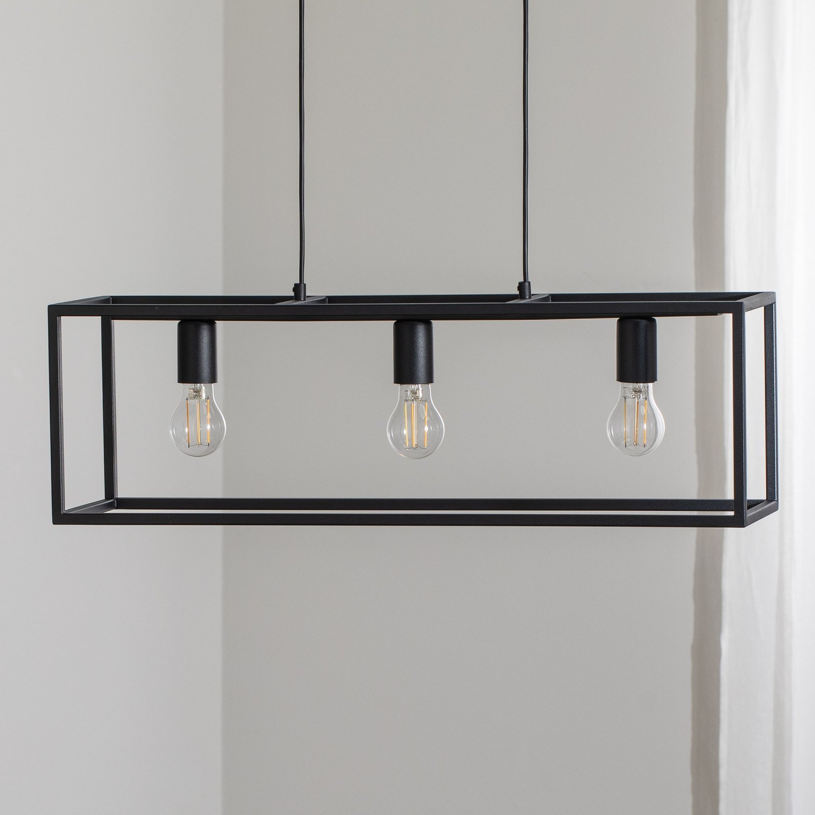 Hanglamp Valeria, zwart, staal, 3-lamps