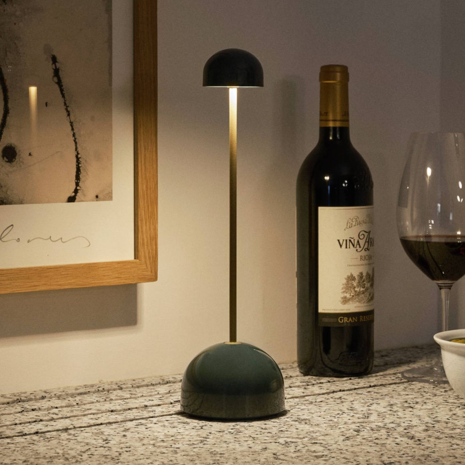 MARSET LED-Akku-Tischlampe Sips, grün/gold, 31 cm, Stahl günstig online kaufen