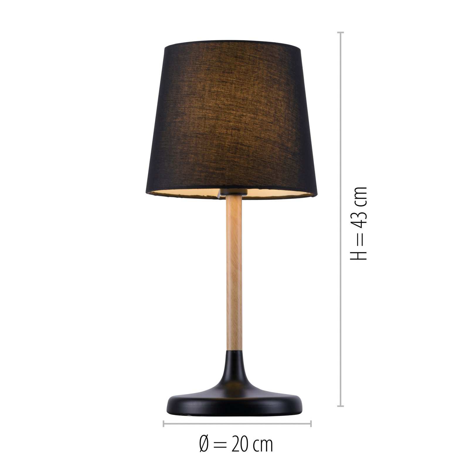 Nima table lamp with black fabric shade