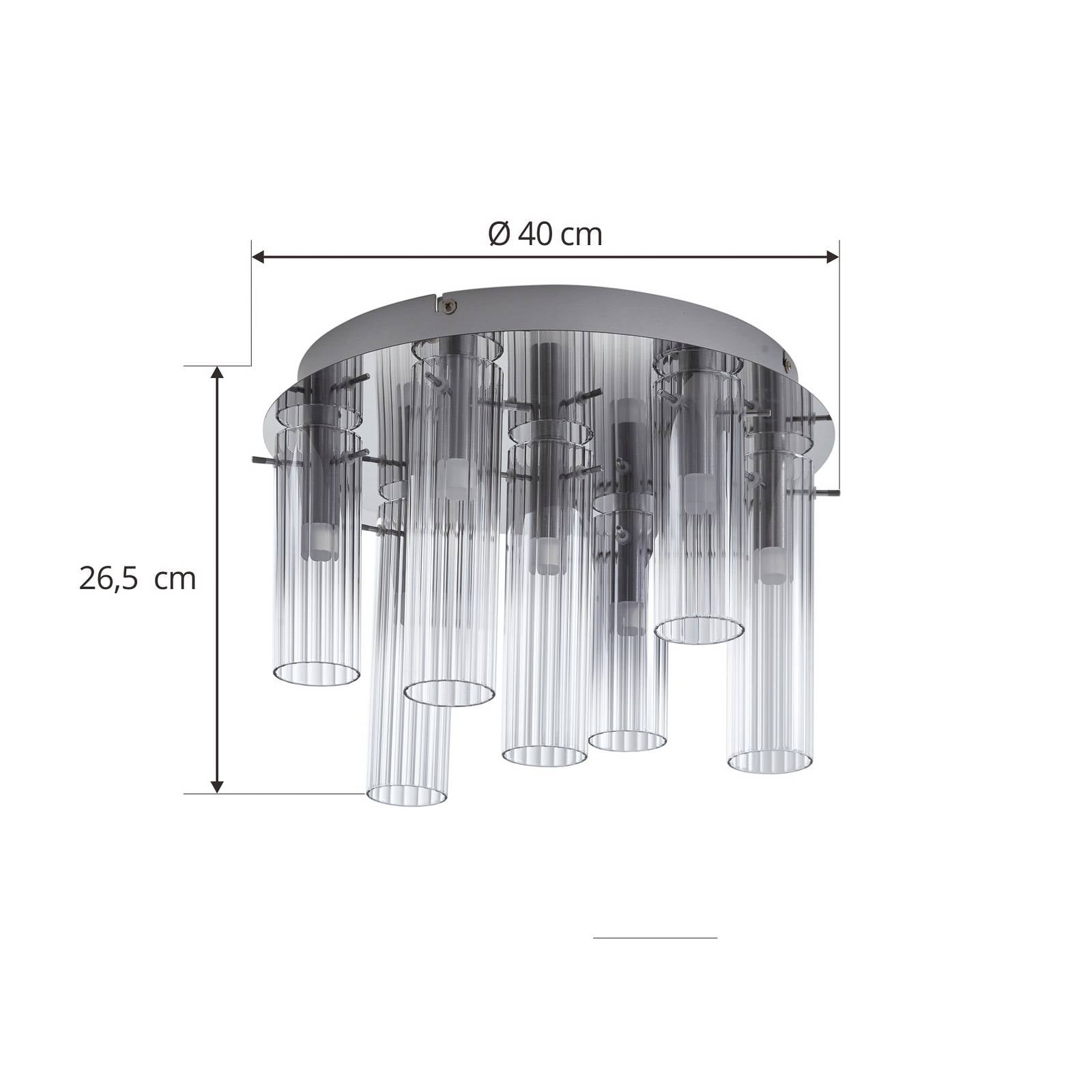  Lucande Lucande Led-deckenleuchte Korvitha, 7-flammig, Grau, Glas 