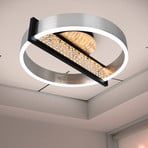Yvaris LED ceiling light, silver, CCT, remote control