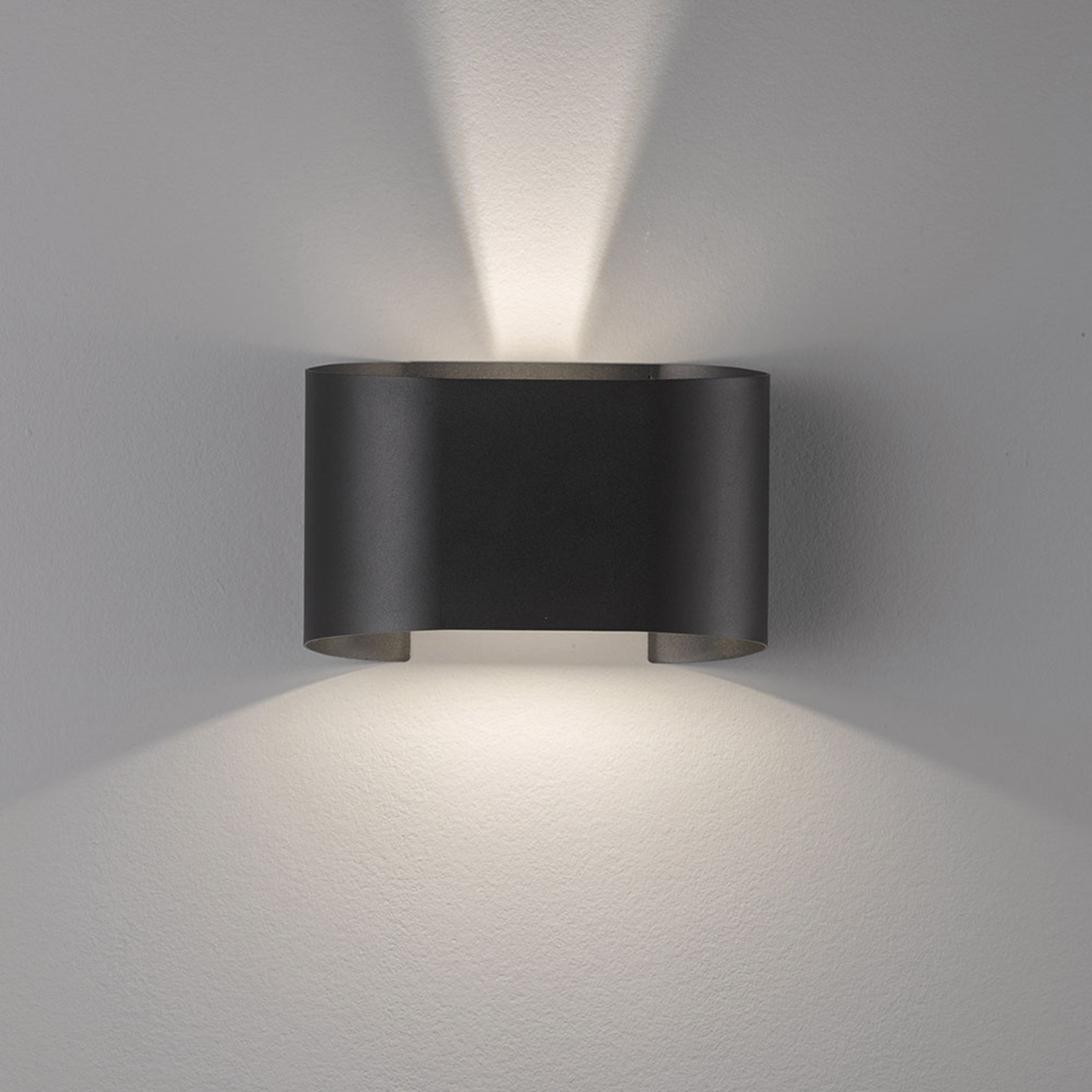 LED-Wandleuchte Wall, zweiflammig, rund, schwarz