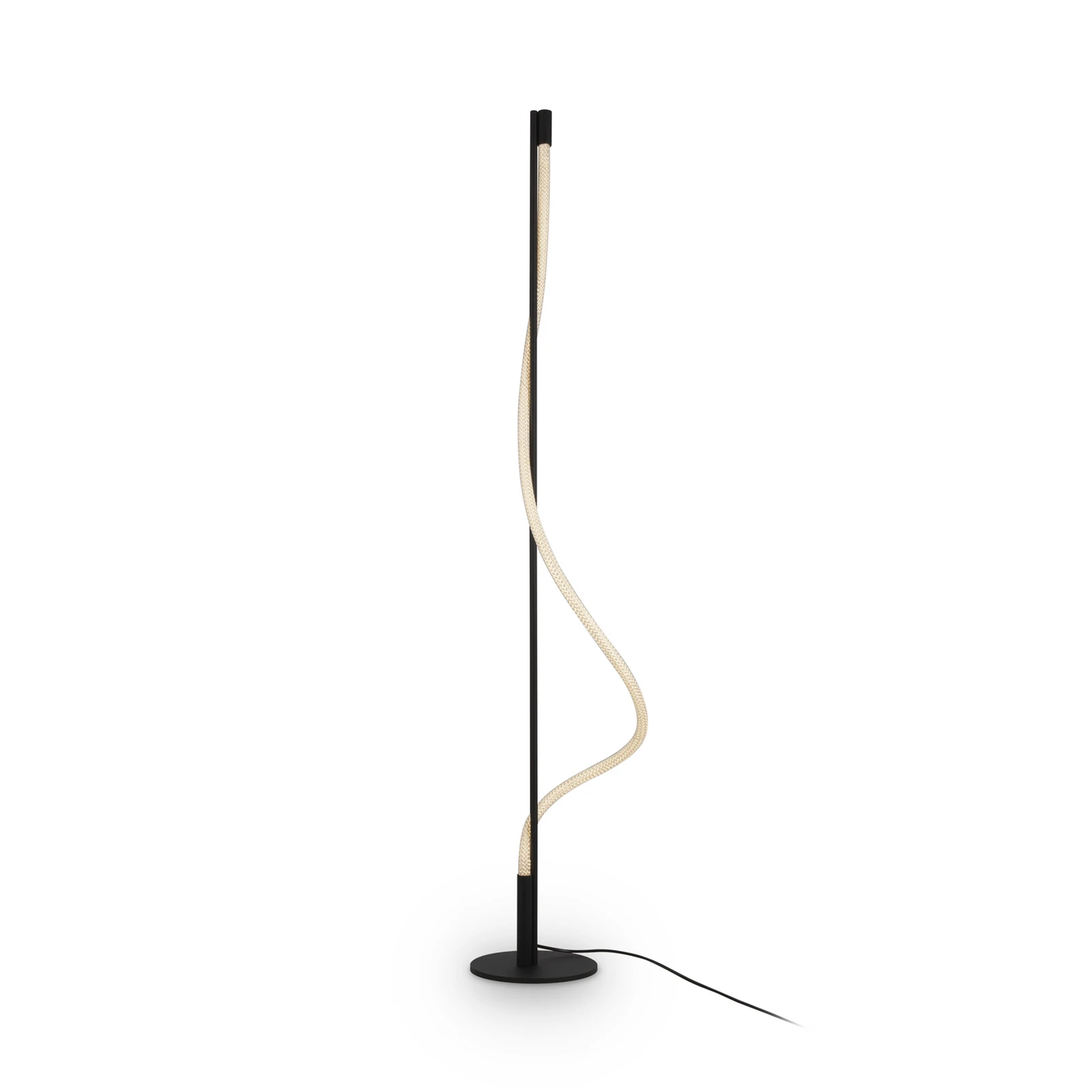 Maytoni LED stojací lampa Tau, černá, hliník, výška 150 cm