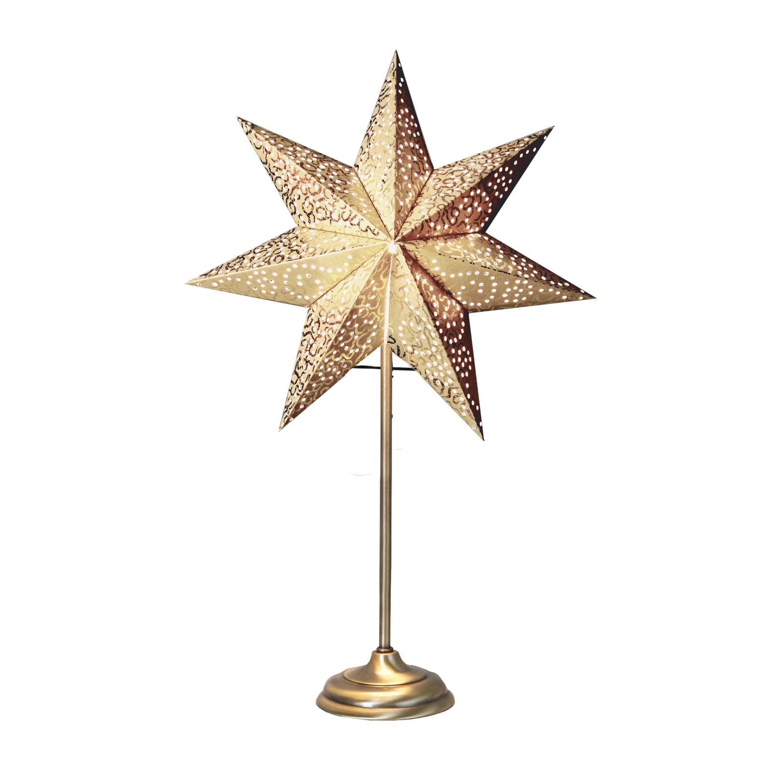 Image of STAR TRADING Étoile sur pied Antique, métal/papier, dorée 7391482234605