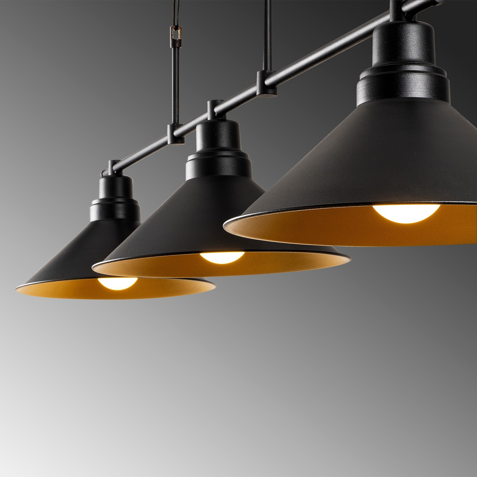 Hanglamp Sivani MR-835 3-lamps lineair zwart/goud