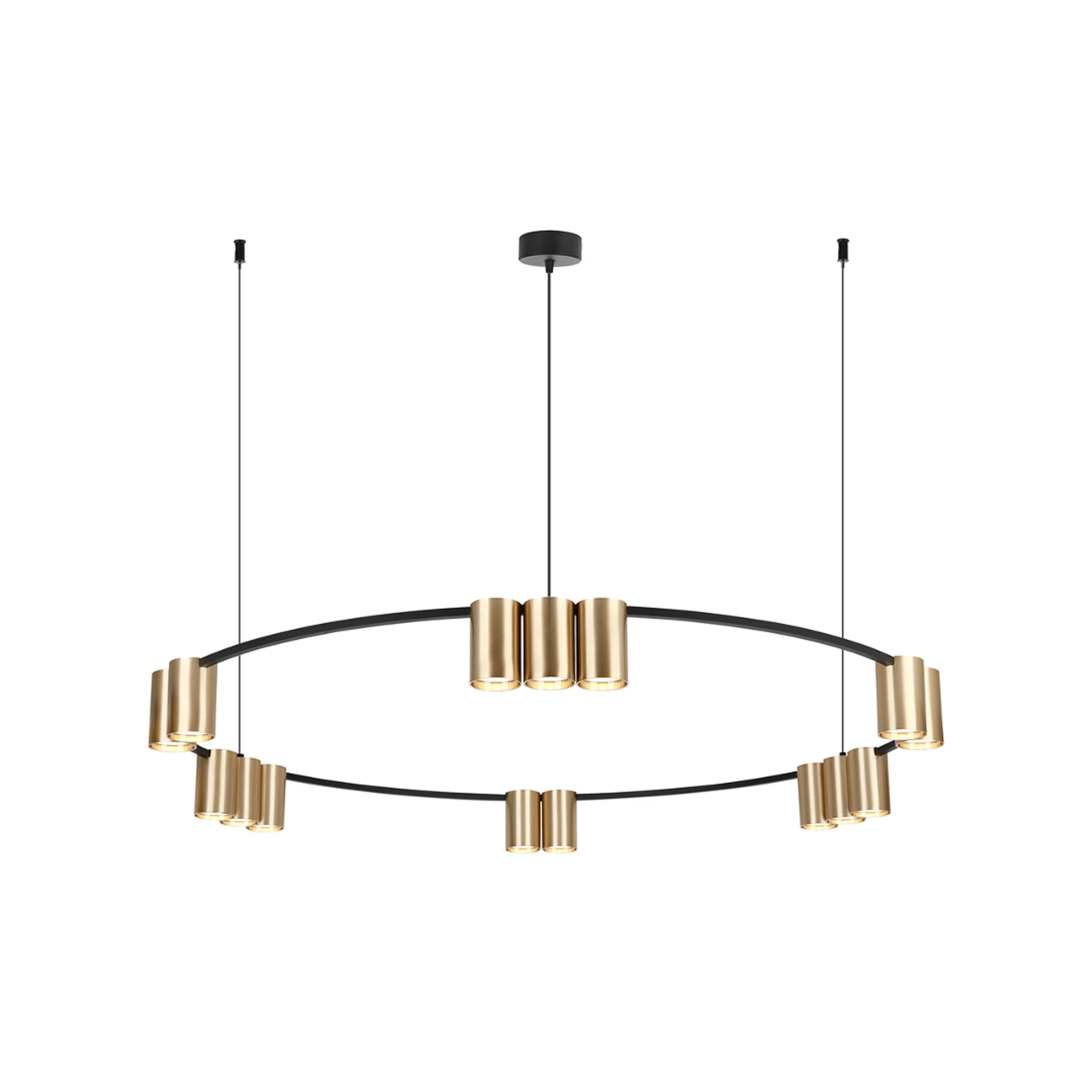 Visoka svetilka Genesis, aluminij, črna/zlata, 15 x GU10, Ø 100 cm