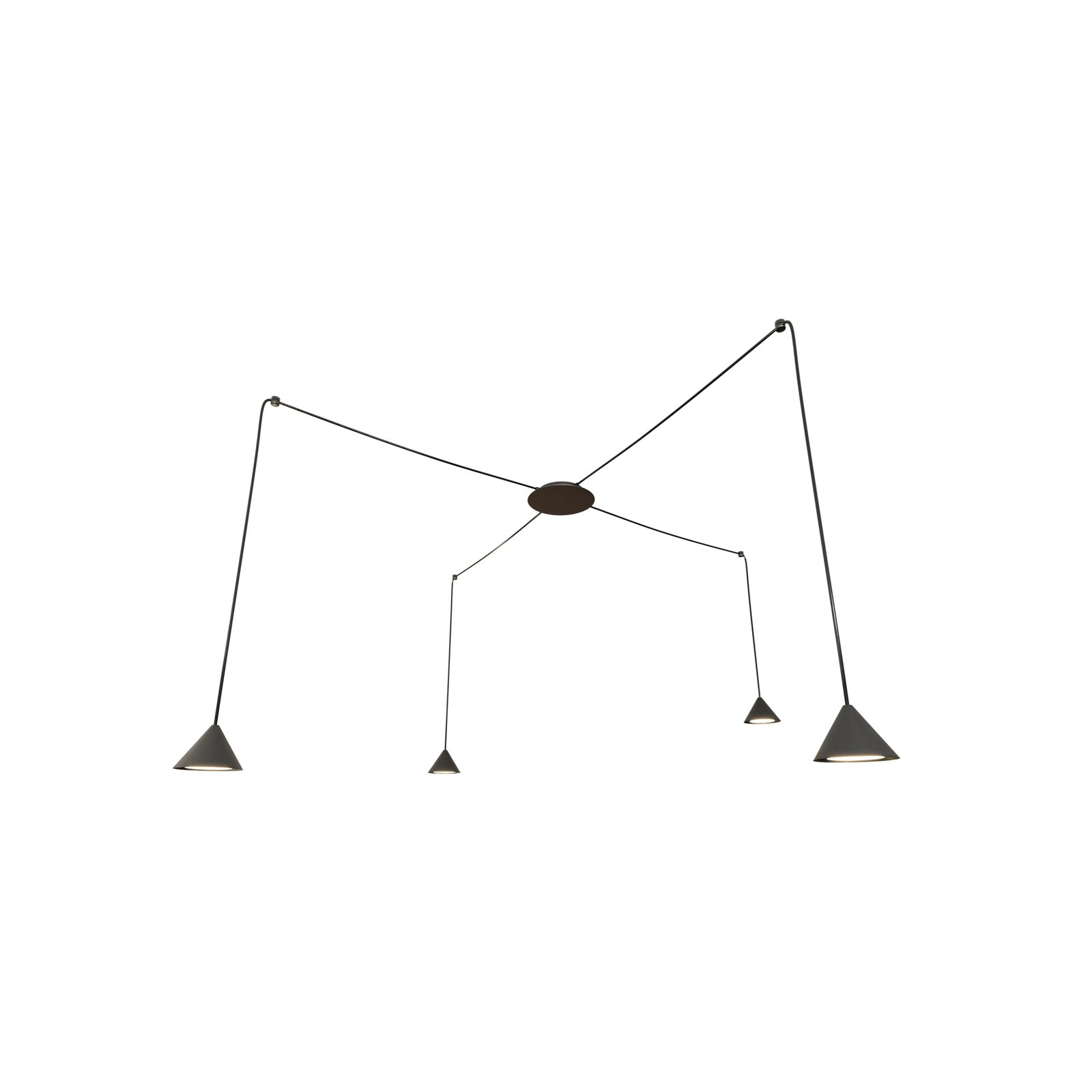 Suspension Elit Spider, 4 lampes, noir, métal