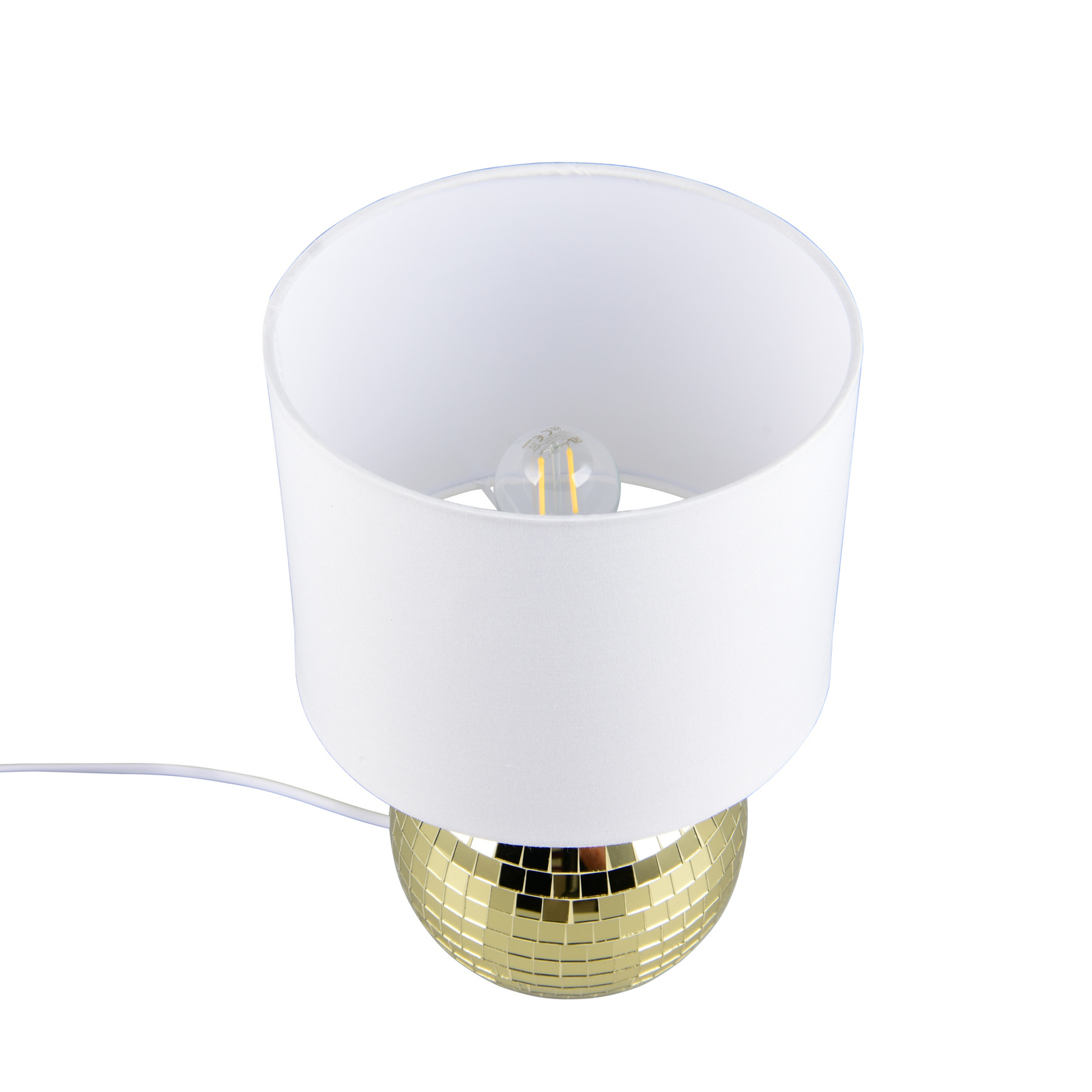 Lampe à poser Glitza dorée/blanche, tissu, plastique, E14