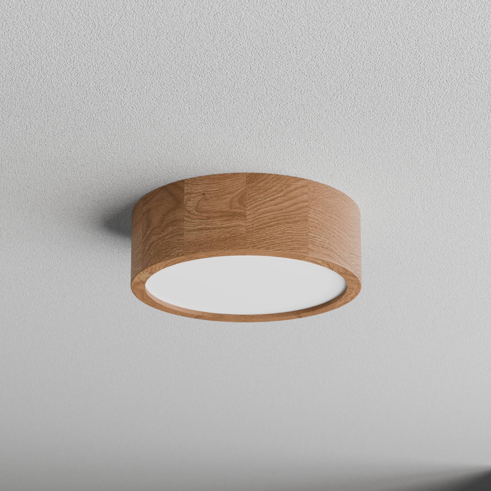 TEMAR LIGHTING Plafondlamp Cleo DR275, IP20, sensor, Ø 28 cm, eikenhout