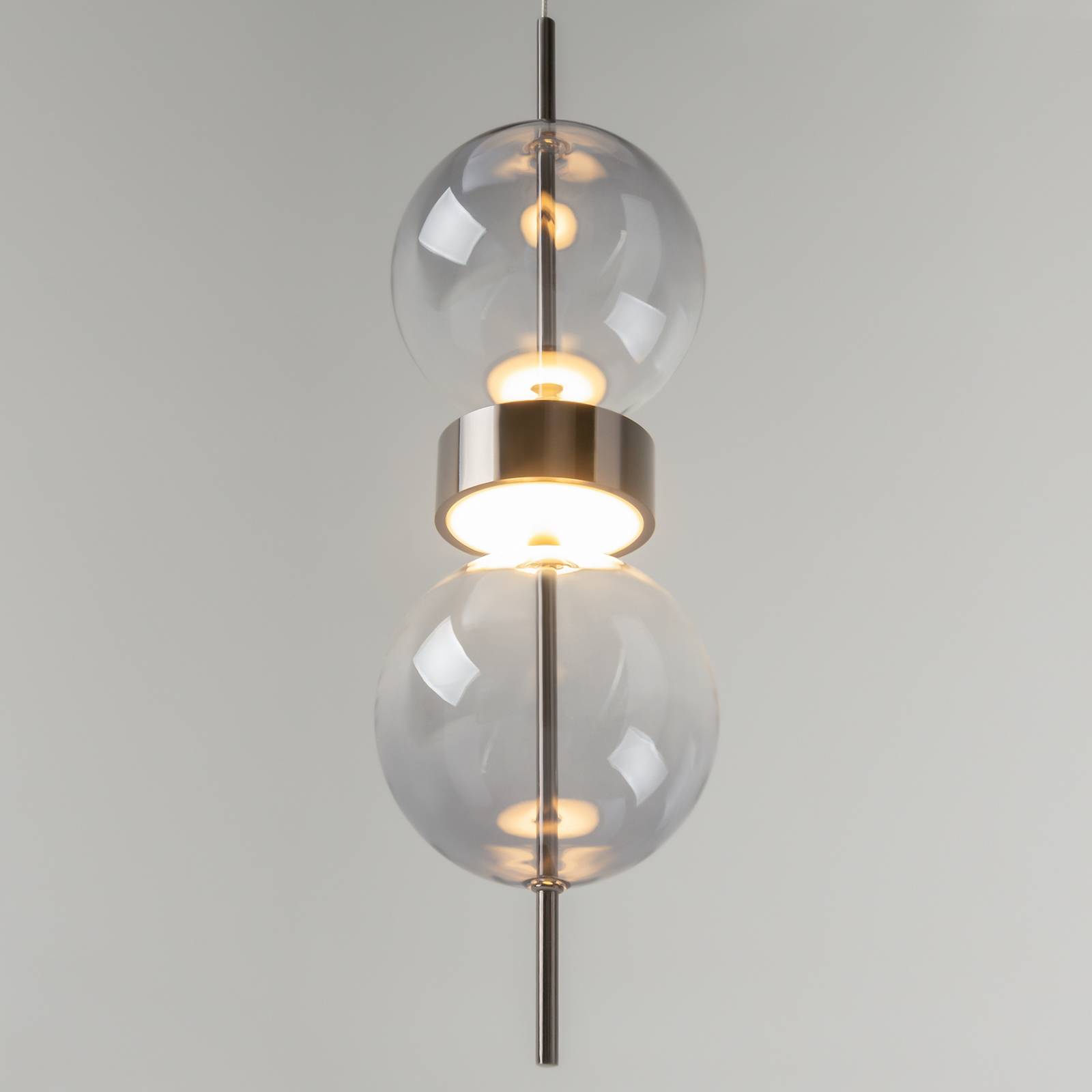 Żyrandol LED DOUBLE MOON, kolor dymnoszary, średnica 12 cm, szkło