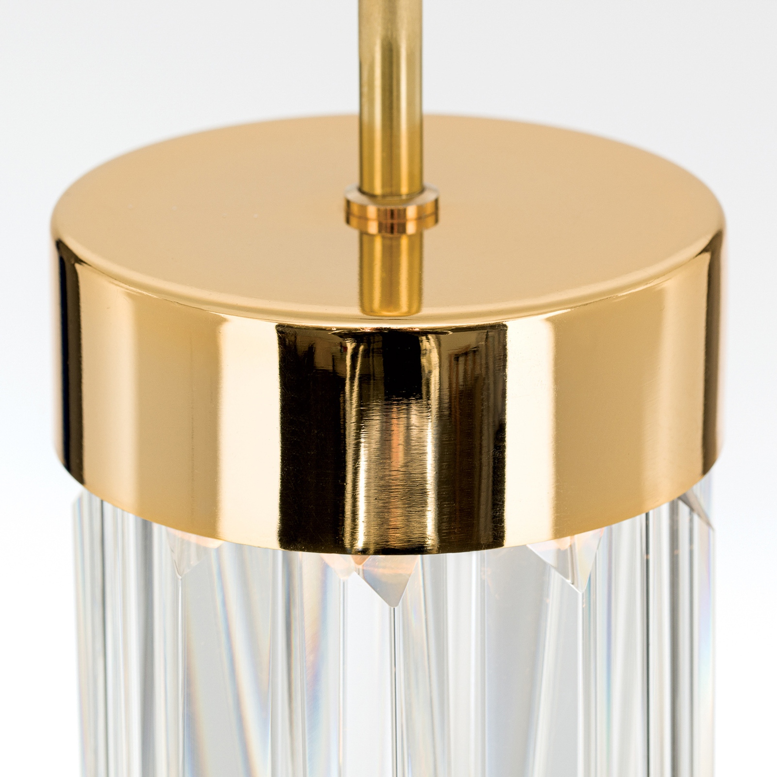 Lampa wisząca Prism, szkło kryształ, Ø10cm, złota