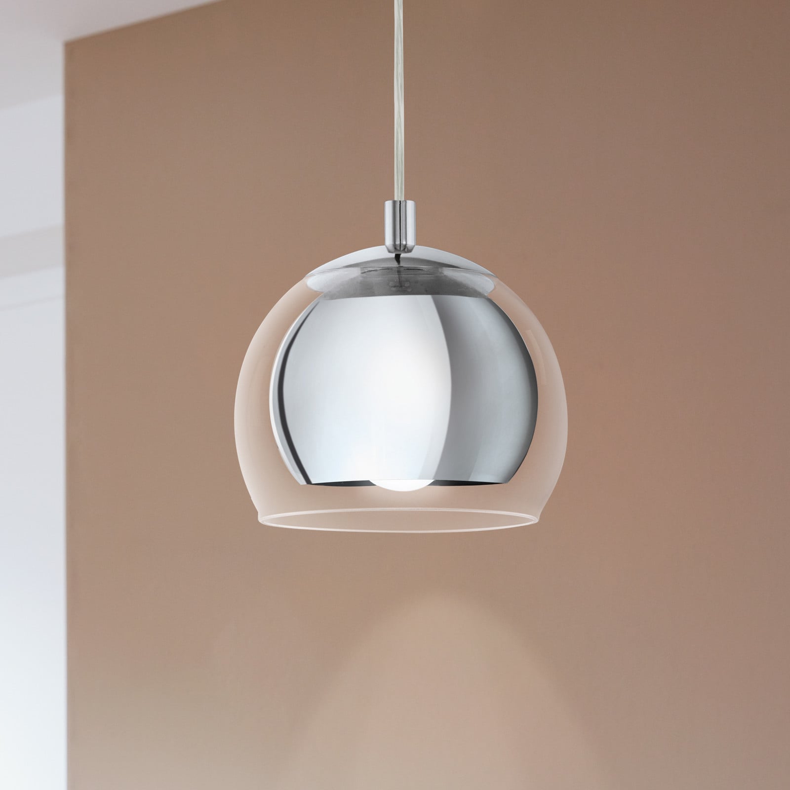 EGLO Lampă suspendată Rocamar 1 lumină în crom - Camera de zi / sufragerie - Modern - crom transparent - Metal