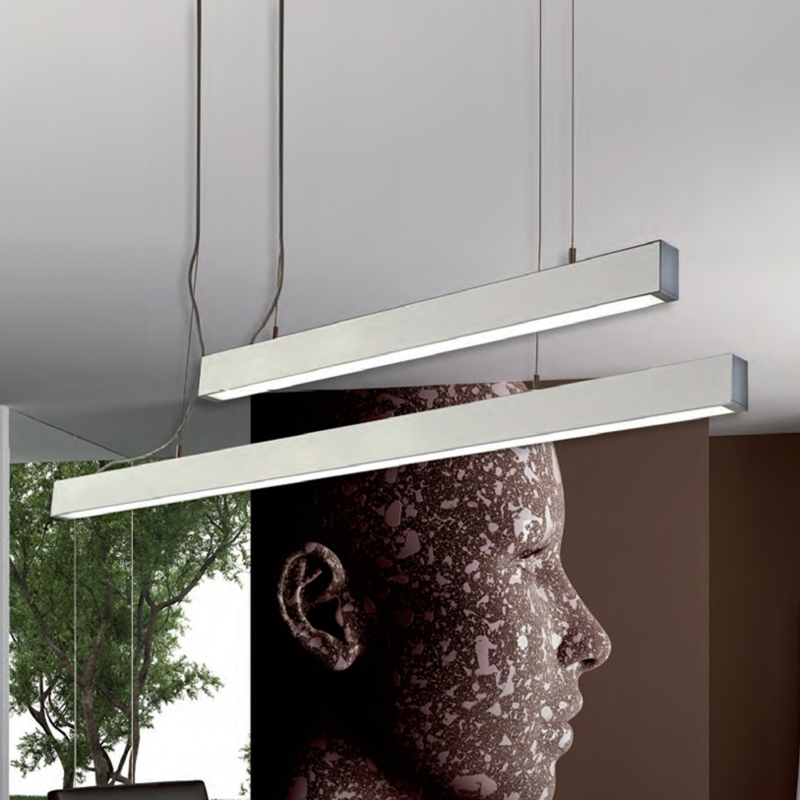 Pamalux Rettlinjet pendellampe Sin lengde 89,8 cm - moderne takpendel Kj?kken - aluminium, plast