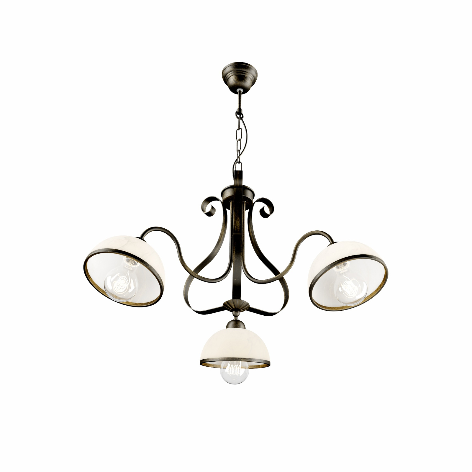 Antica pendant light in country house style, 3-bulb