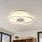 Lindby LED mennyezeti lámpa Riley, fehér, fém, 80 cm, fényerőszabályzóval