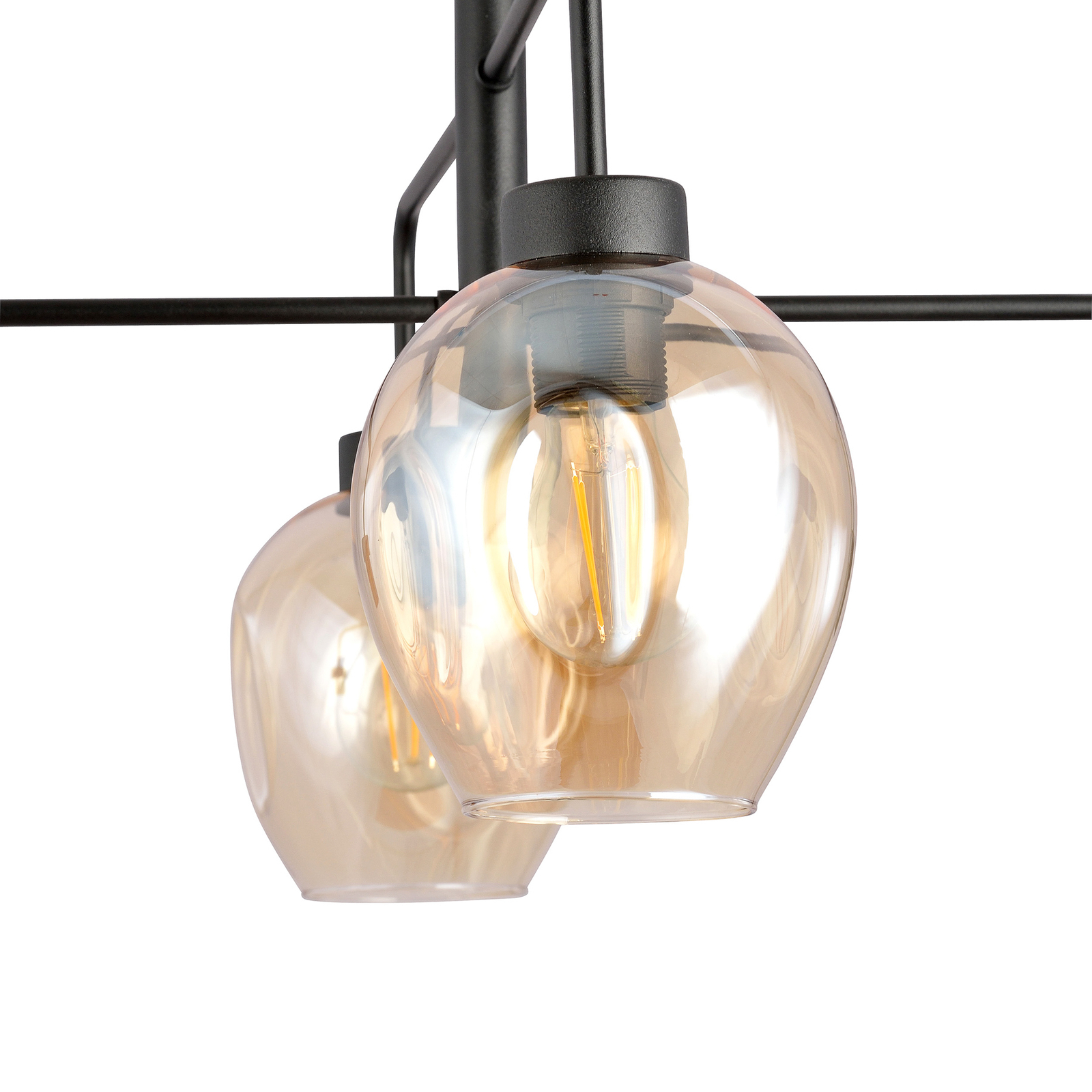 Lukka pendant light, four-bulb, black/amber