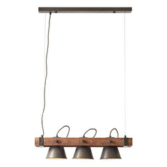 Lampada a sospensione Plow a 3 luci nero/legno