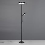 LED stoječa svetilka Palermo, črna mat, daljinski upravljalnik, spomin