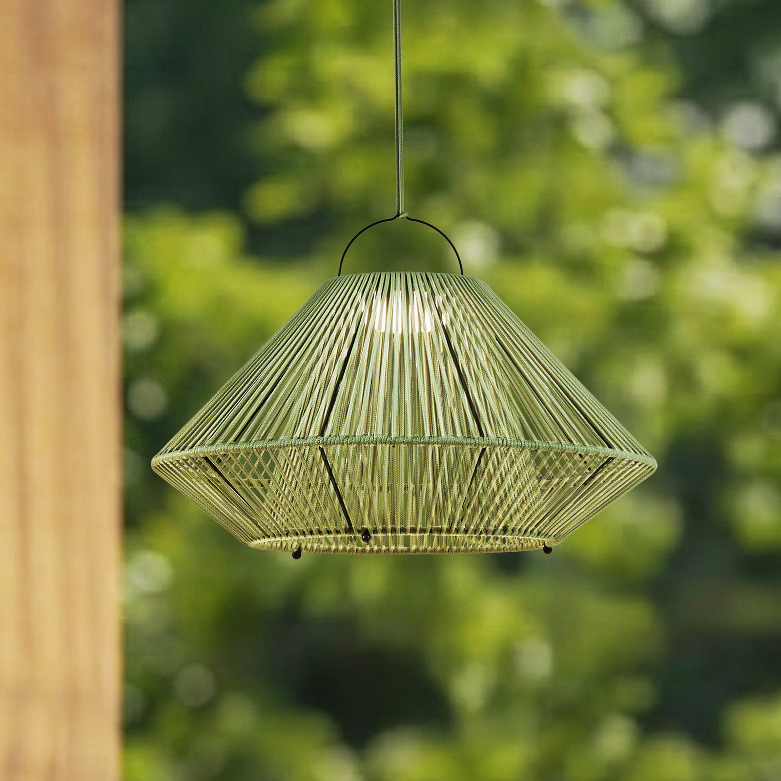 Lindby LED saules enerģijas piekaramā lampa Austas, zaļa, Ø 50 cm, USB, IP54