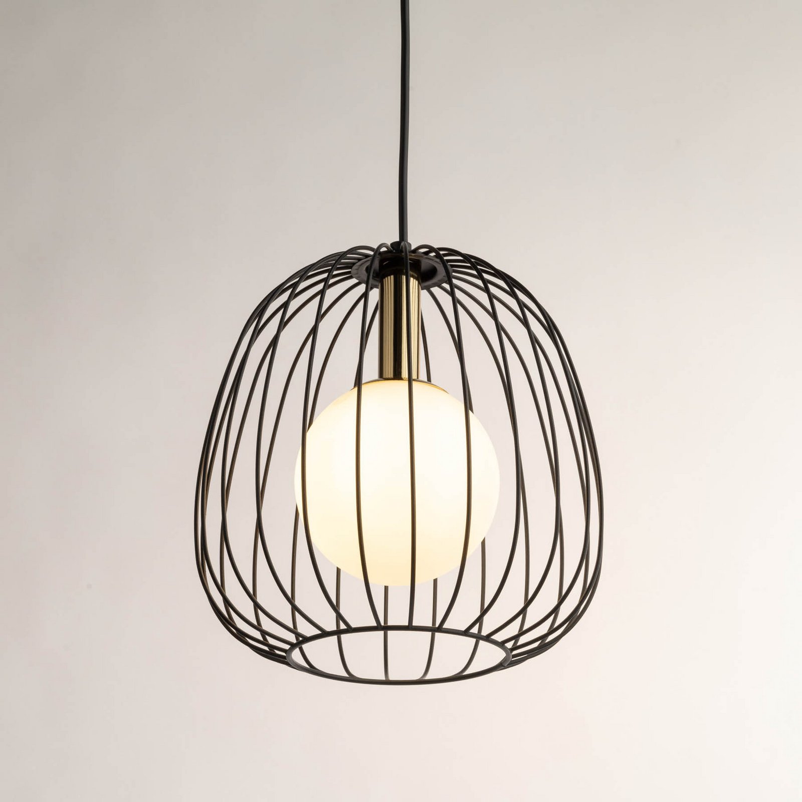 Hängeleuchte Bell S, Ø 24 cm, 1-flammig, schwarz/gold/weiß