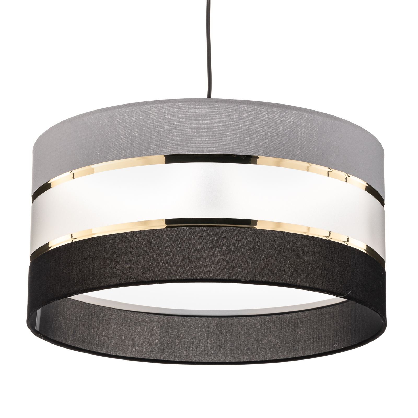 Hanging light Helen textile grey-black-gold Ø 40 cm
