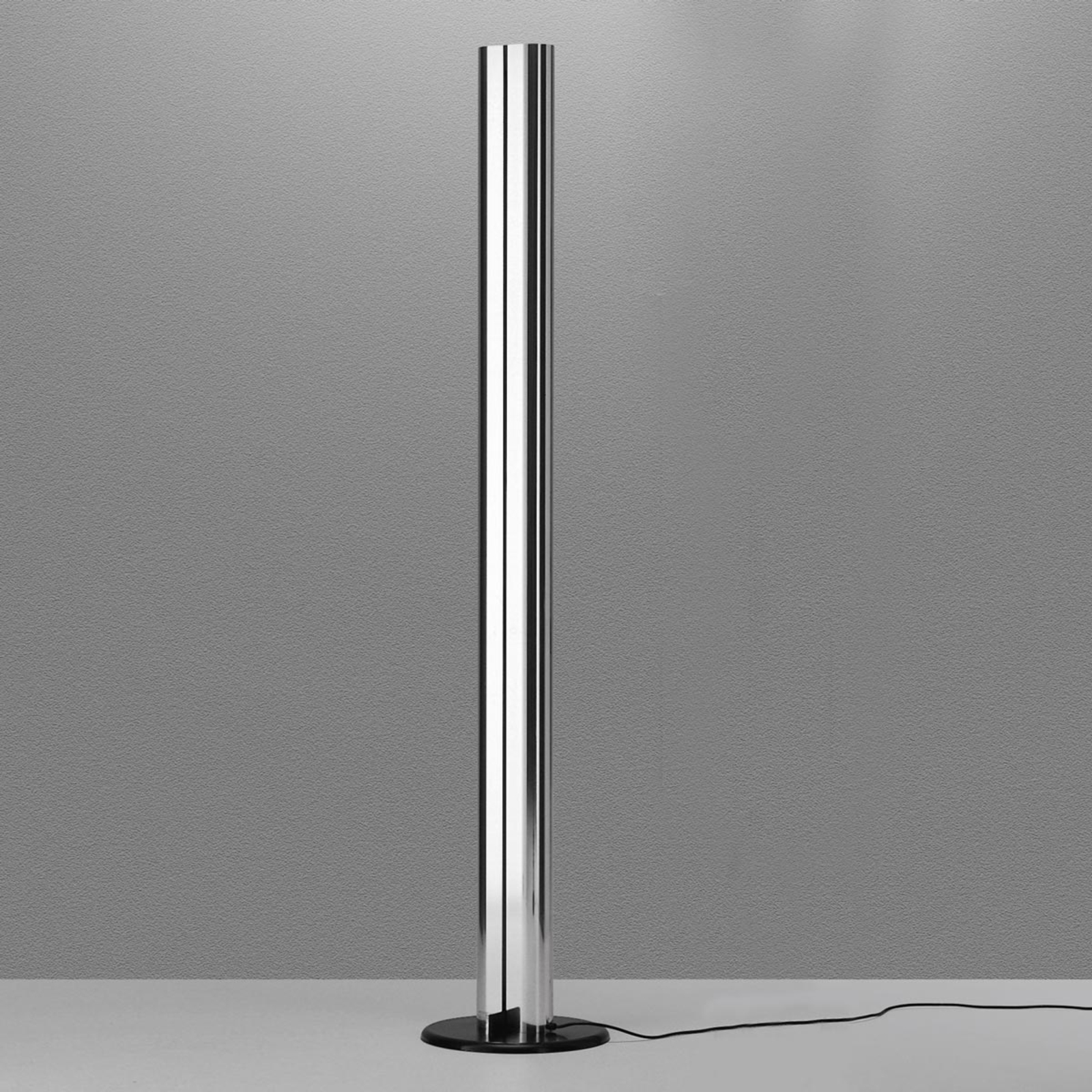 Megaron designer LED floor lamp, glossy alu