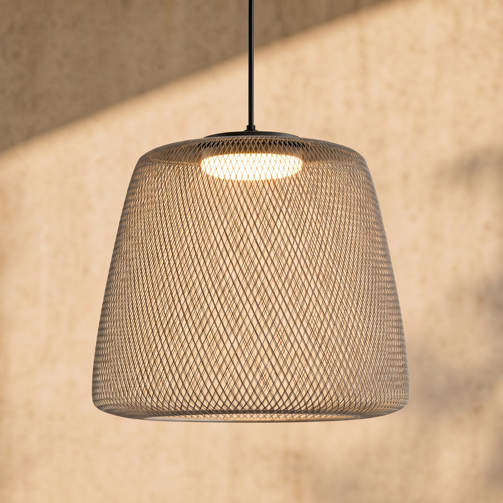 Lámpara colgante LED Lucande Korvyn, gris piedra, Ø 50 cm, atenuable por pasos