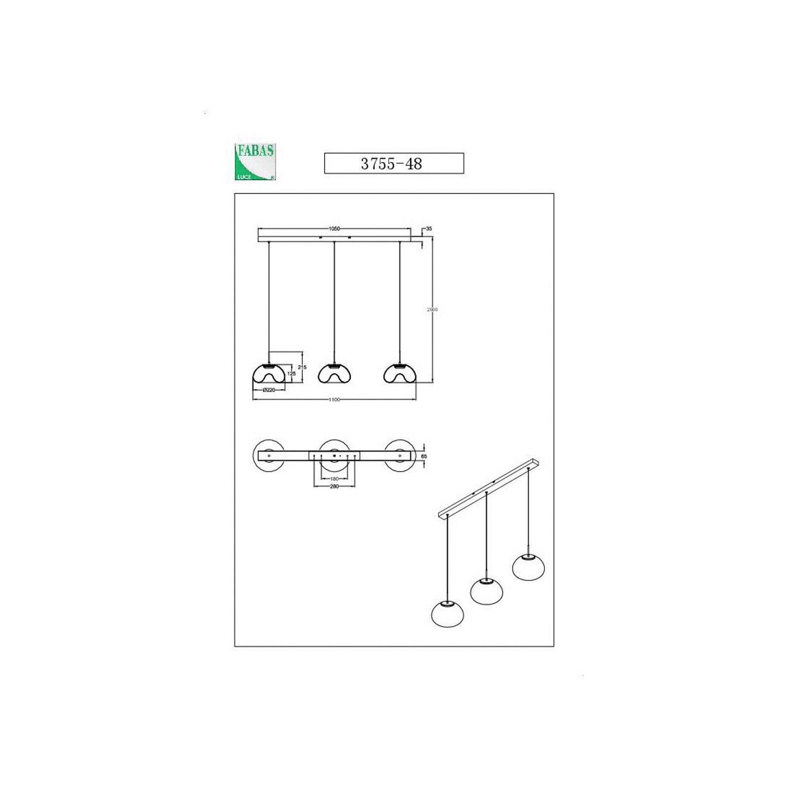 Fabas Luce Suspensie cu LED Brena coniac 3 lumini reglabilă CCT - Camera de zi / sufragerie - design - coniac negru - Sticlă
