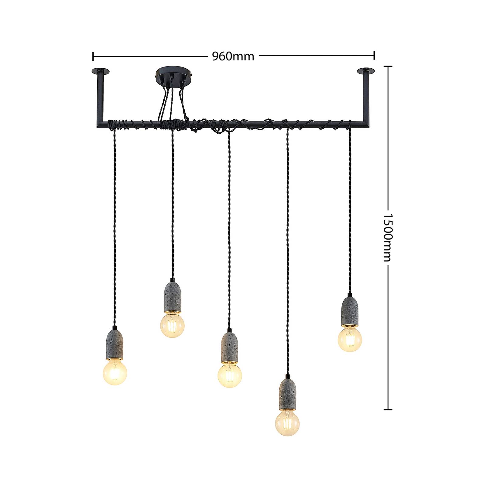 Lindby Doravio lampa wisząca z oprawami z betonu